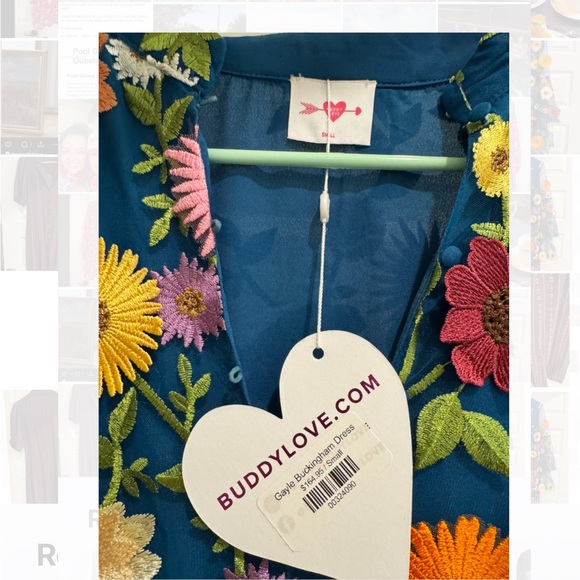 BuddyLove Teal Floral Embroidered Dress - Picture 2 of 3